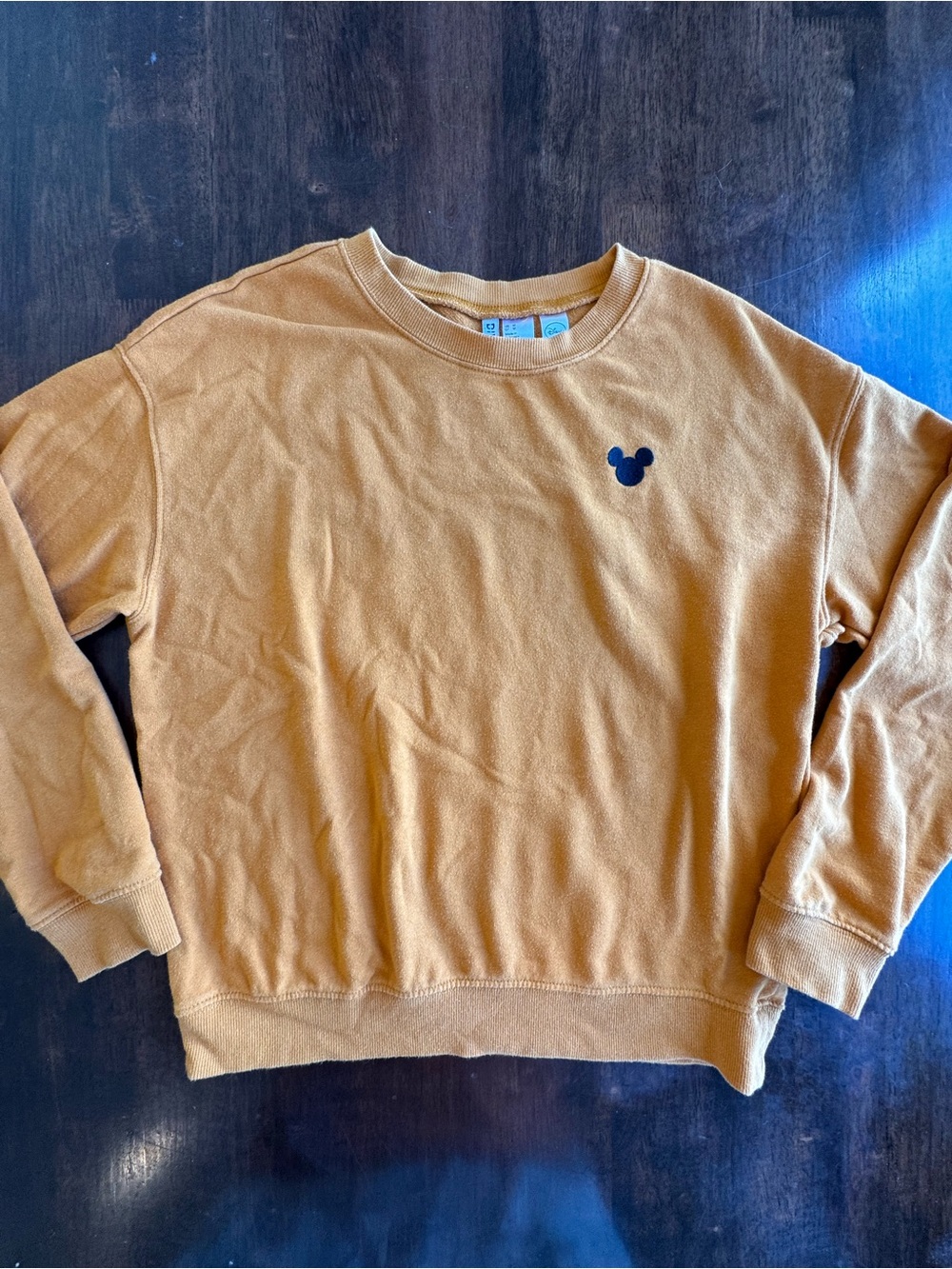 Disney / Divided Mustard yellow crew neck black embroidered Mickey Mouse Logo